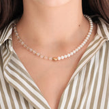 Kaleb necklace freshwater pearls & crackled quartz