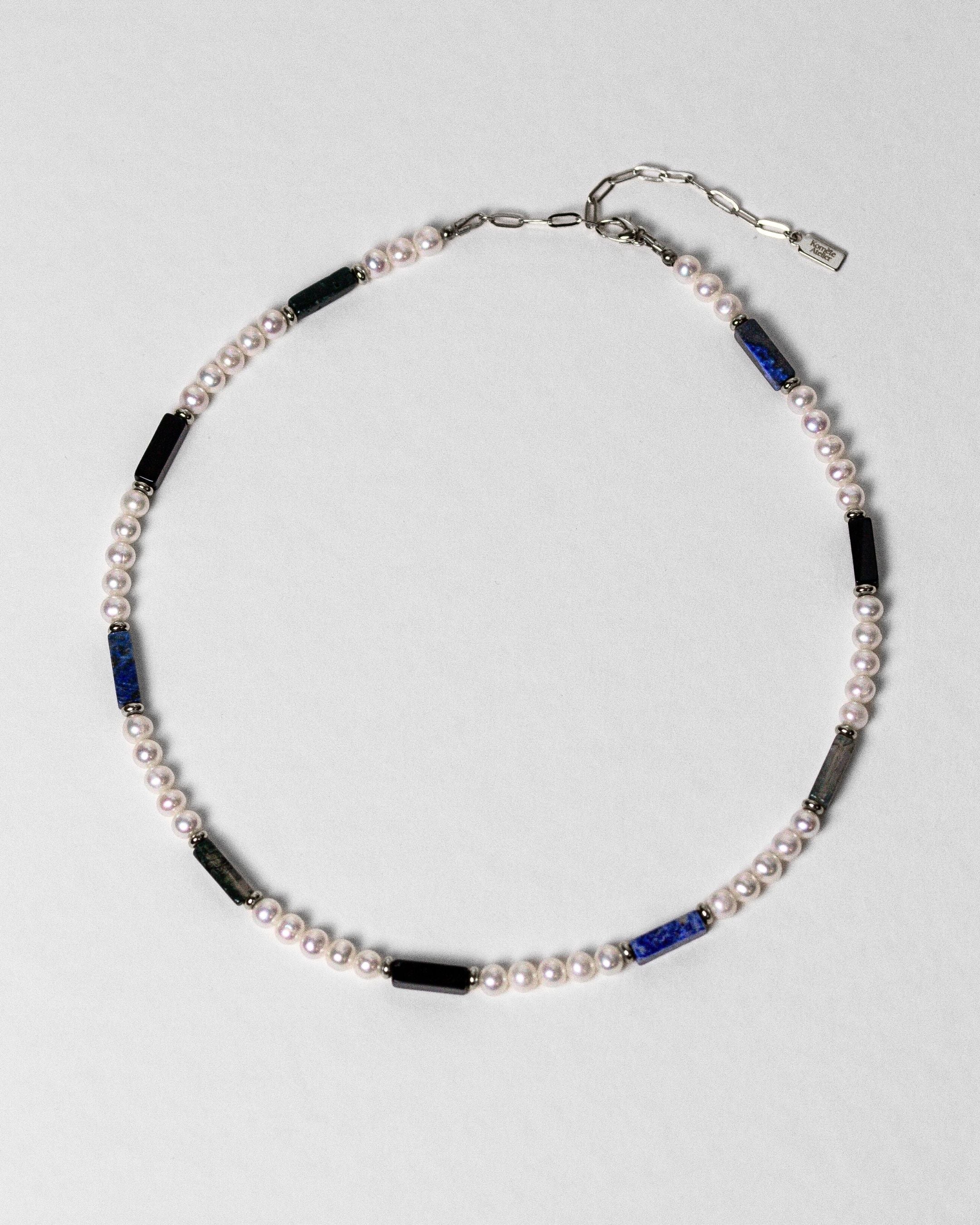Collier Eternal perles d'eau douce & lapis, agate, onyx