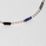 Collier Eternal perles d'eau douce & lapis, agate, onyx