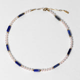 Collier Eternal perles d'eau douce & lapis lazuli bleu