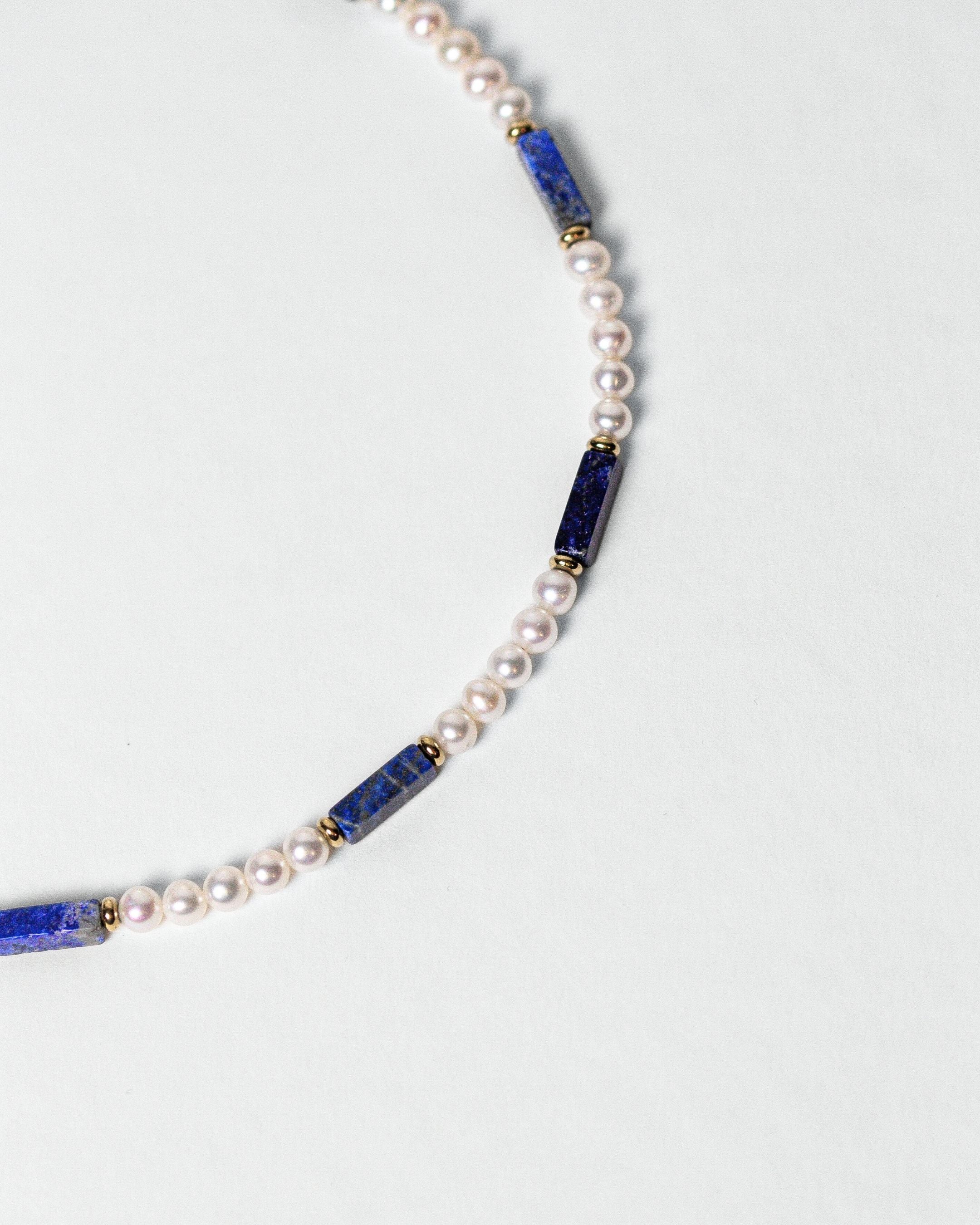 Collier Eternal perles d'eau douce & lapis lazuli bleu