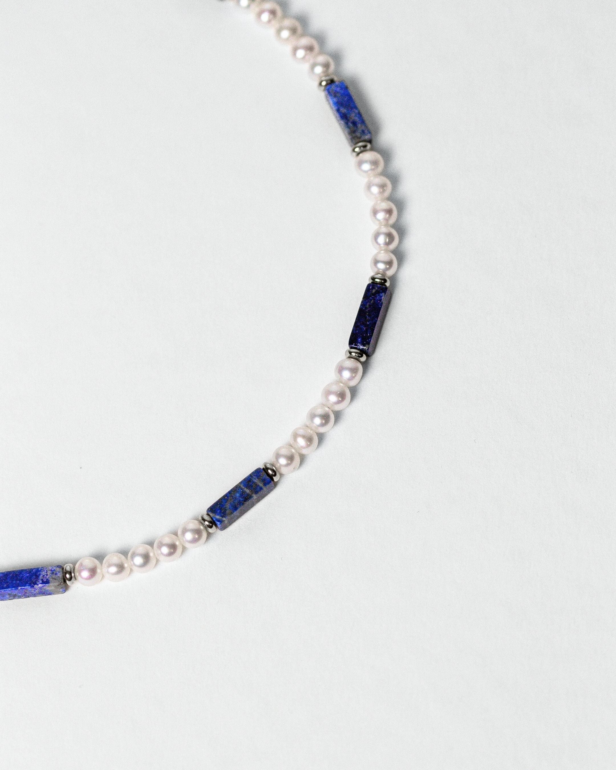 Collier Eternal perles d'eau douce & lapis lazuli bleu