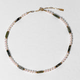 Collier Eternal perles d'eau douce & agate moss vert