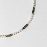 Collier Eternal perles d'eau douce & agate moss vert