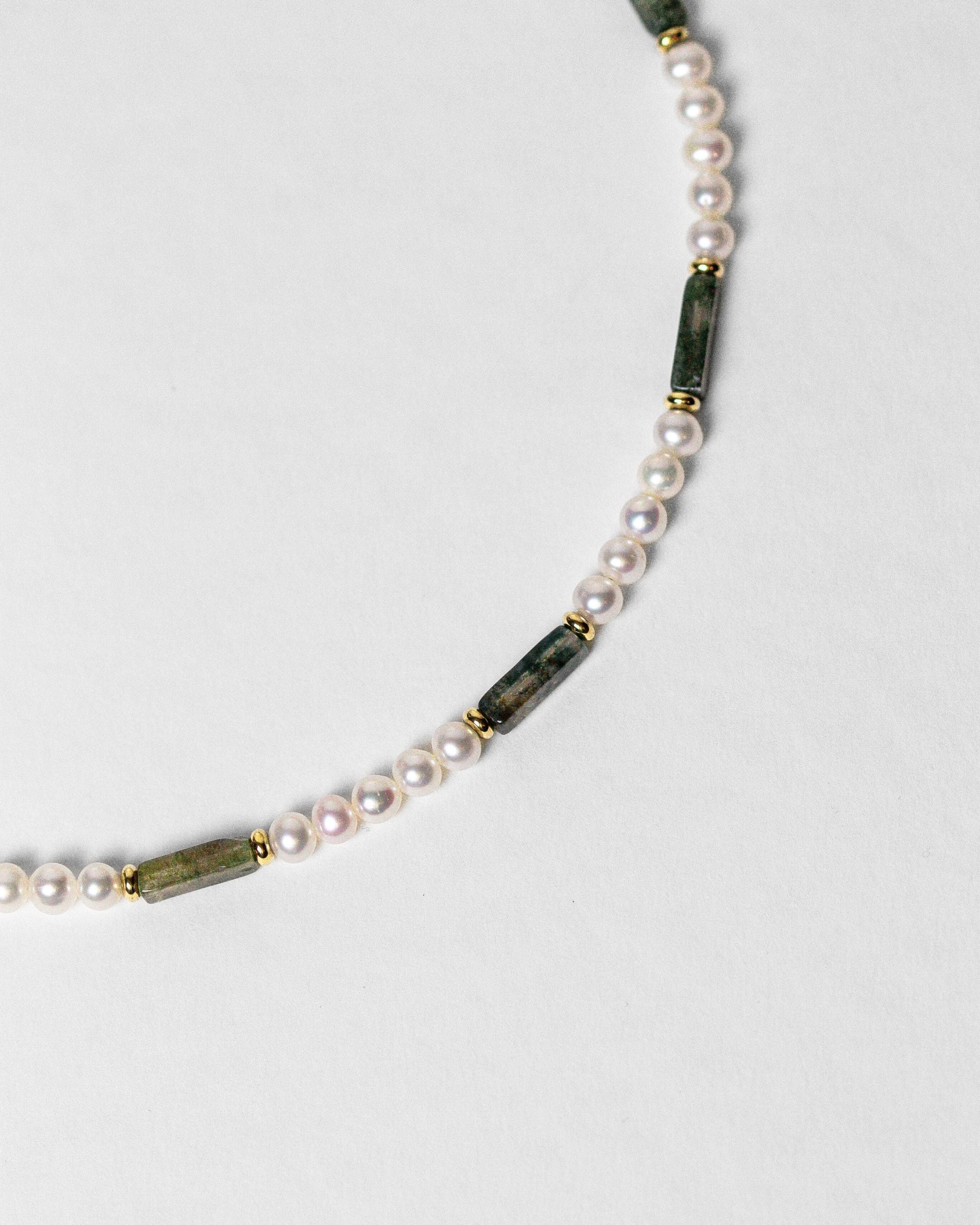 Collier Eternal perles d'eau douce & agate moss vert