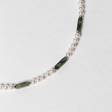 Collier Eternal perles d'eau douce & agate moss vert