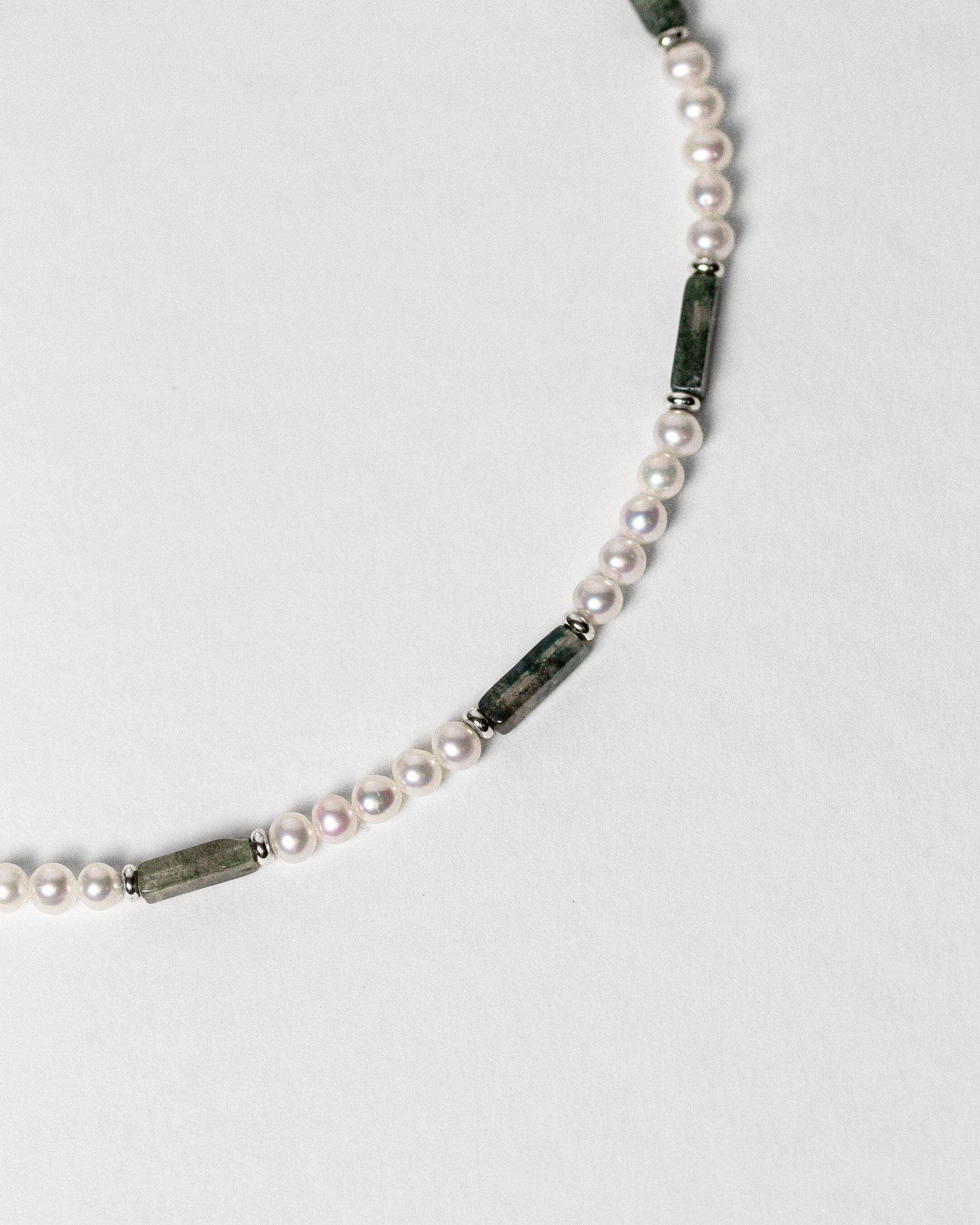 Collier Eternal perles d'eau douce & agate moss vert