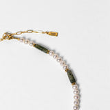 Collier Eternal perles d'eau douce & agate moss vert