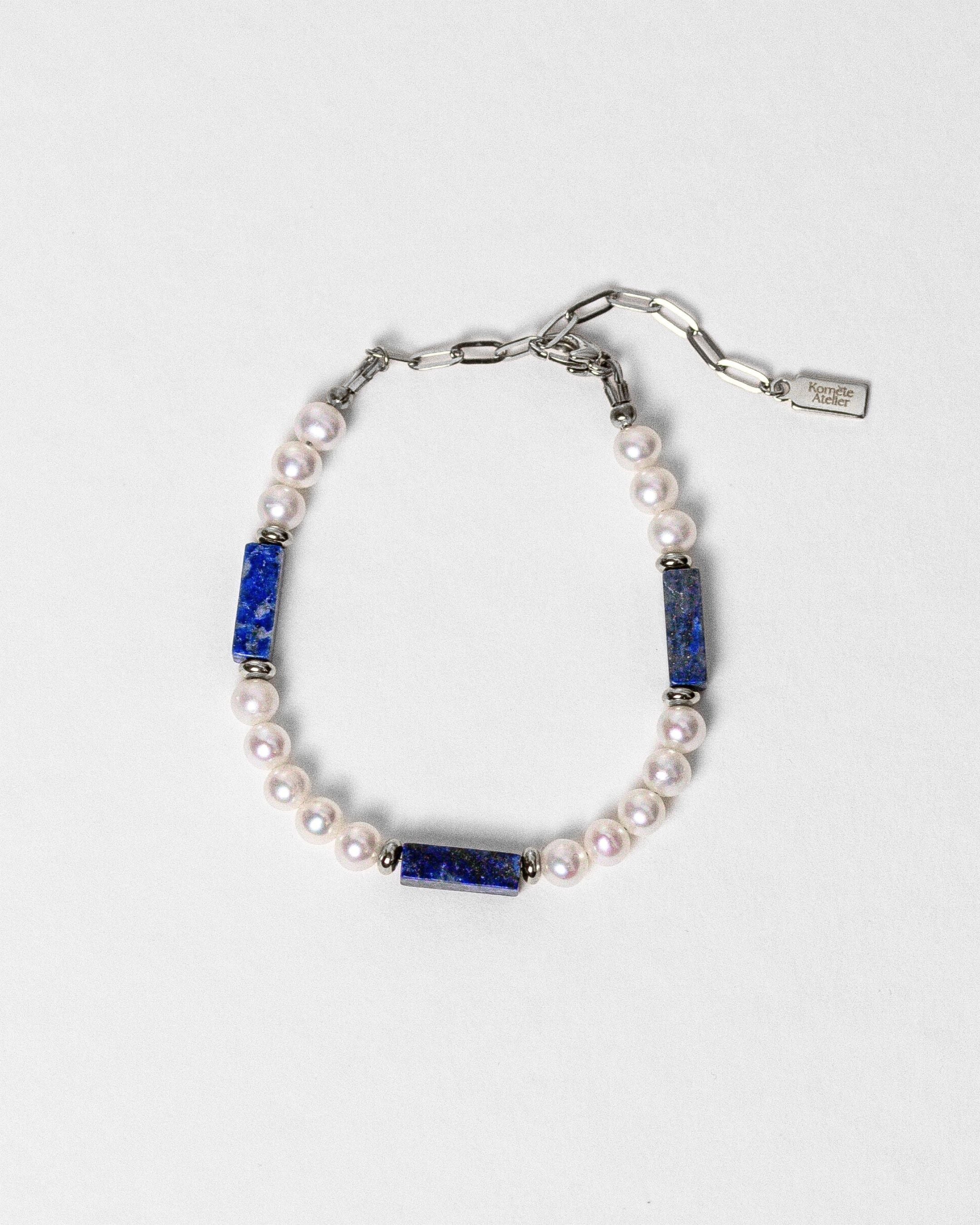 Bracelet Eternal perles d'eau douce & lapis lazuli bleu