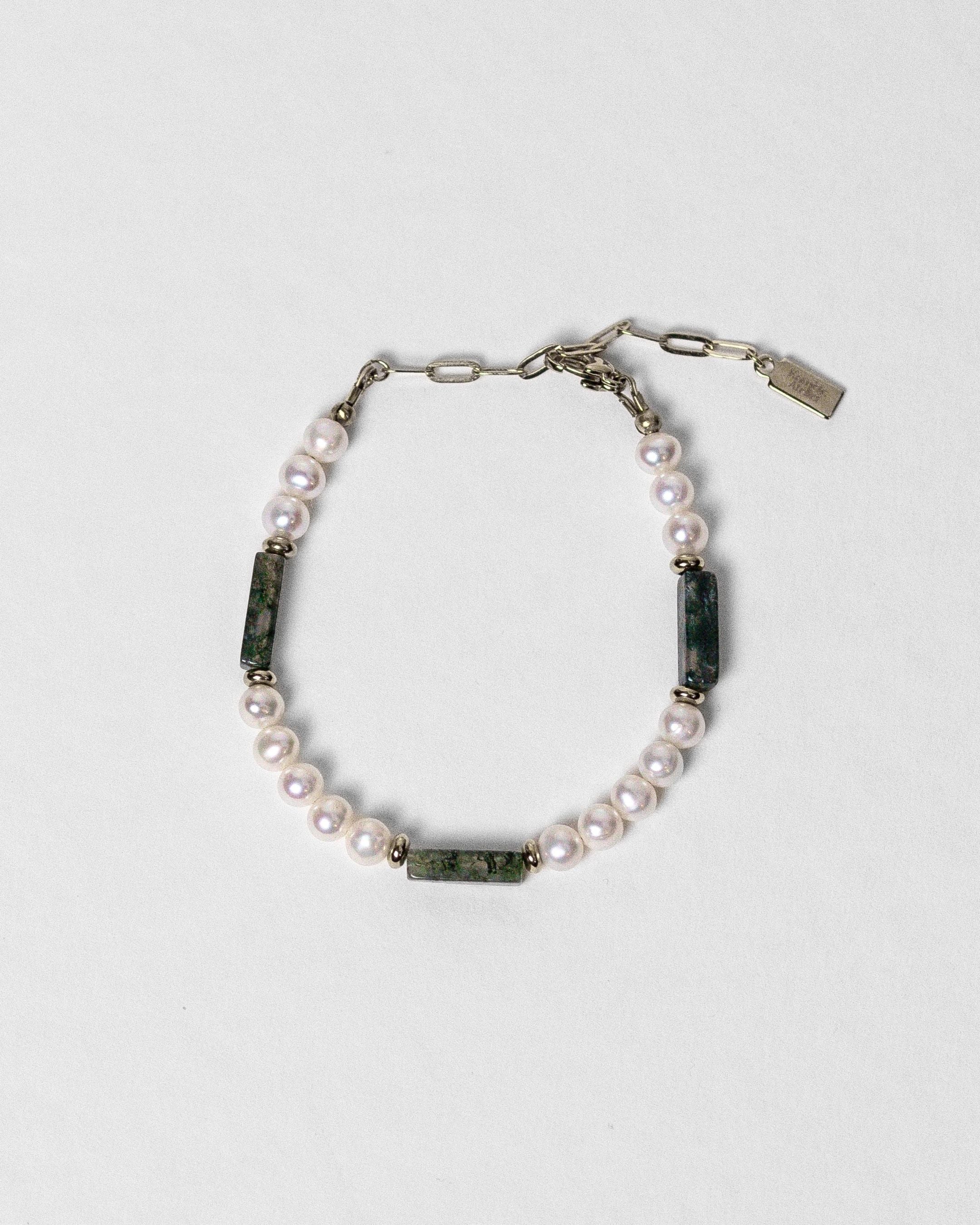 Bracelet Eternal perles d'eau douce & agate moss vert