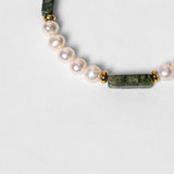 Bracelet Eternal perles d'eau douce & agate moss vert