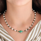 Celest necklace freshwater pearls & malachite