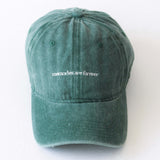 Casquette Komète Atelier verte brodée “memories are forever” sur l’avant